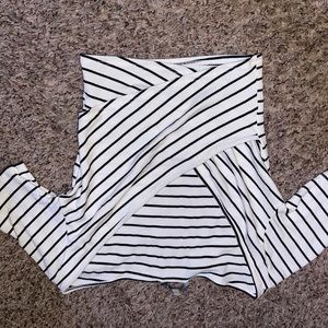 black and white striped wrap shirt